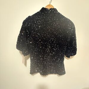 Nanette Lepore Black Sequin Blouse